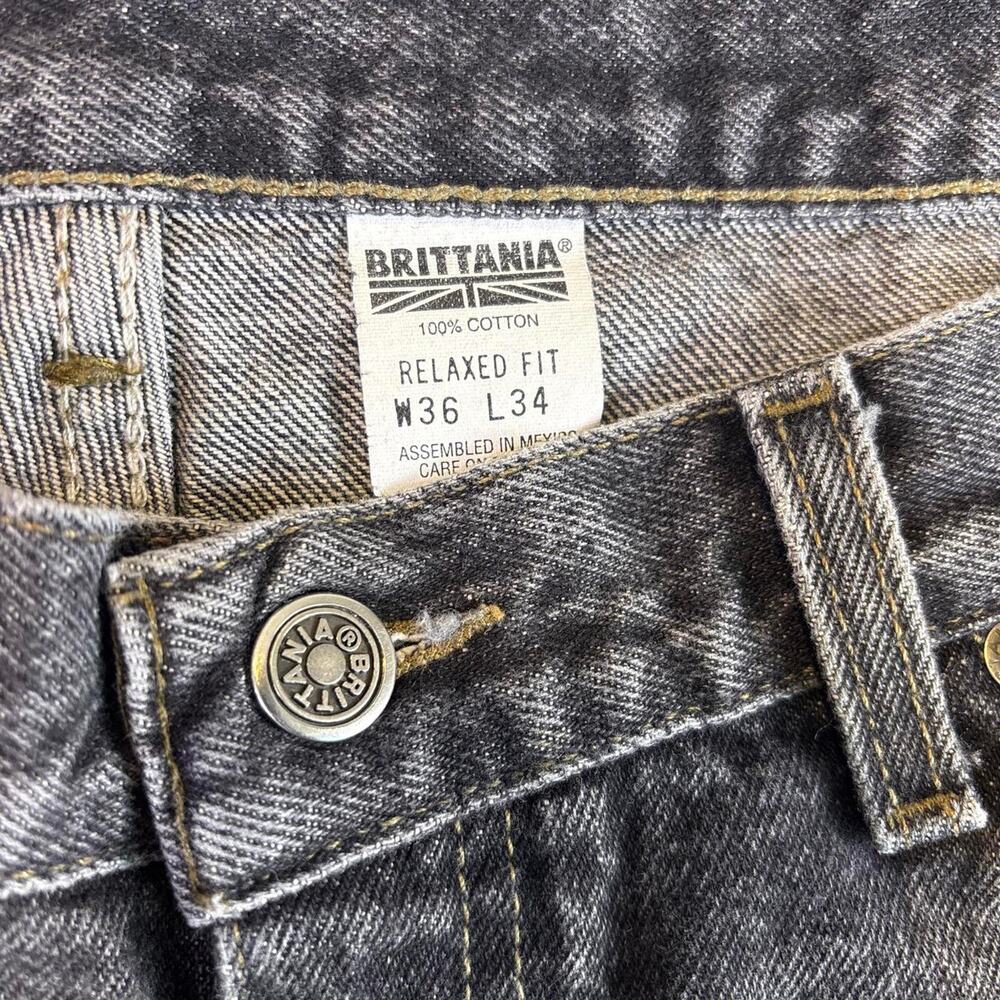 Vintage Brittania Black Relaxed Fit Jeans Men’s 36x34 90s Y2K Denim - Picture 5 of 7